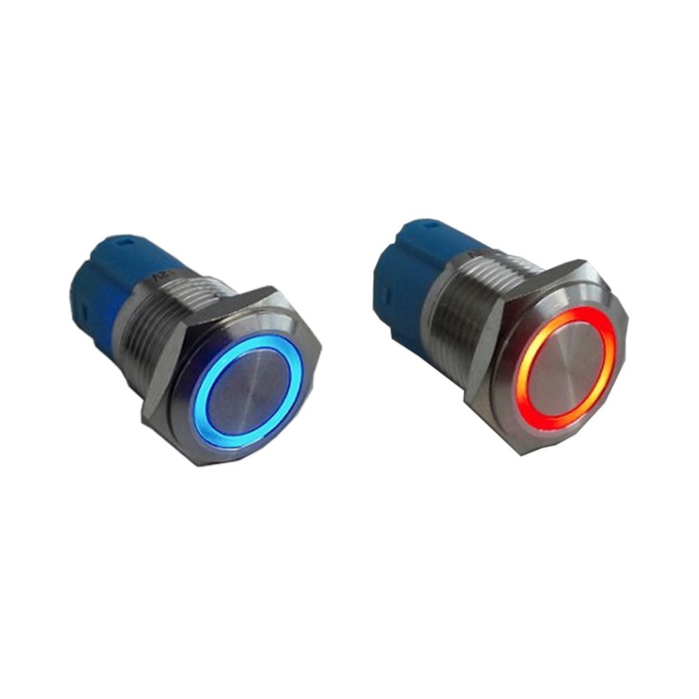 메탈 스위치 푸쉬 락 방수 링 LED 레드 12V 16mm (HAS2520-1)