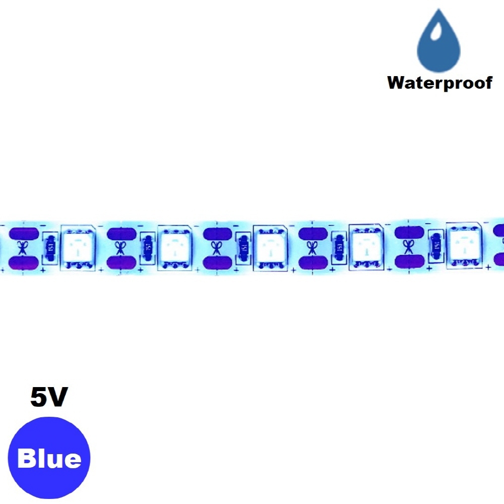5V 블루 5050-60 LED 스트립바 10mm 방수 IP65 (HDL0803)