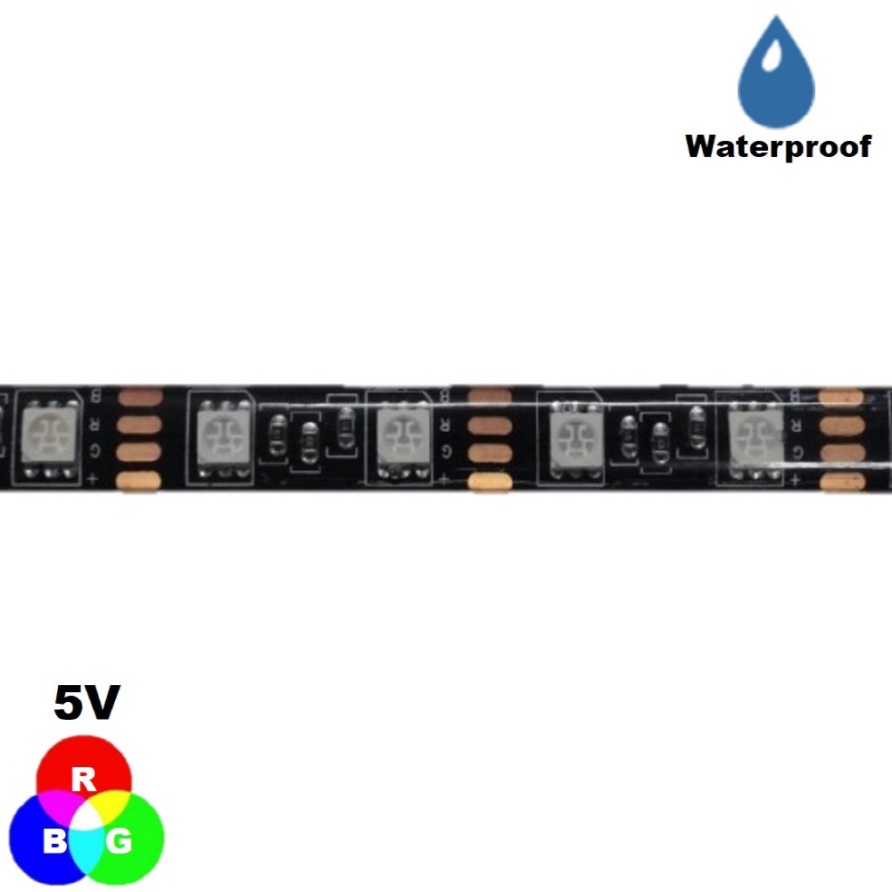 5V RGB 5050-60 LED 스트립바 블랙PCB 10mm 방수 IP65 (HDL0907)